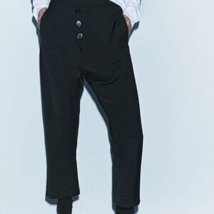 Zara‎ Black Asymmetrical Buttoned Low Waist Pants Womens Size XS
